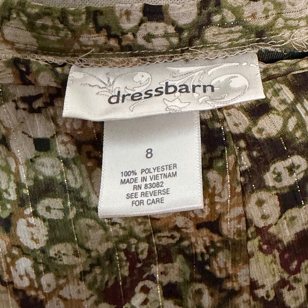 Y2K Dressbarn Green Brown Geometric Print Metallic Midi Skirt Womens 8 Side Zip - Picture 4 of 7